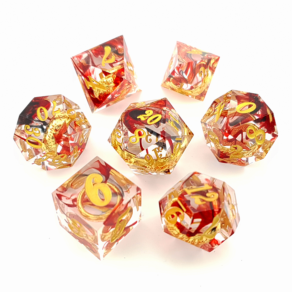 Tabletop Dominion Limited - Wholesale Dice - Ring of Fire | Sharp Edge Dice | 7 Piece Set0