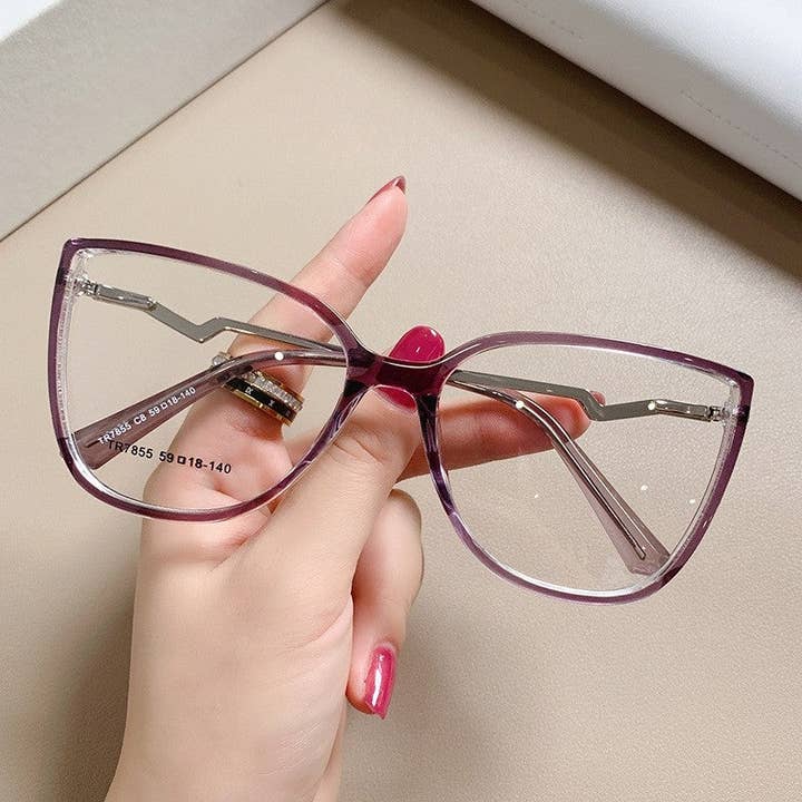 FurDecoration - Wholesale Eyeglasses – Women's - Trendy Literary TR90 Gold and Gum Hybrid Eyeglass Frames4