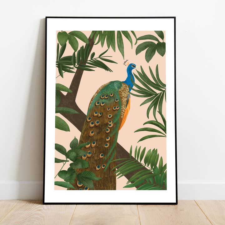Peacock Illustration Art Print for wholesale by Moonbean Designs