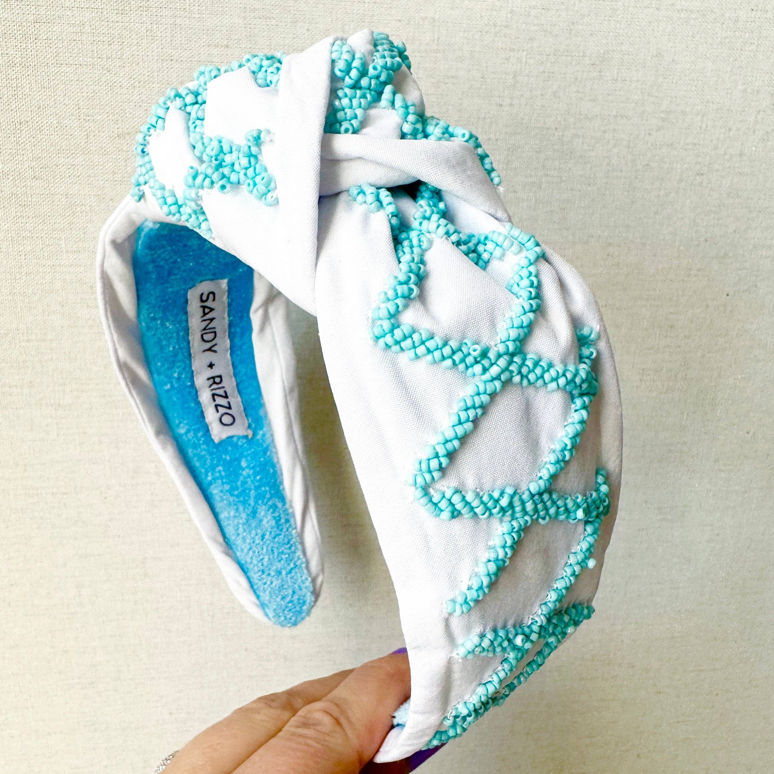 Sandy + Rizzo - Wholesale Fashion Headband - Women's - Blue Lattice Headband2