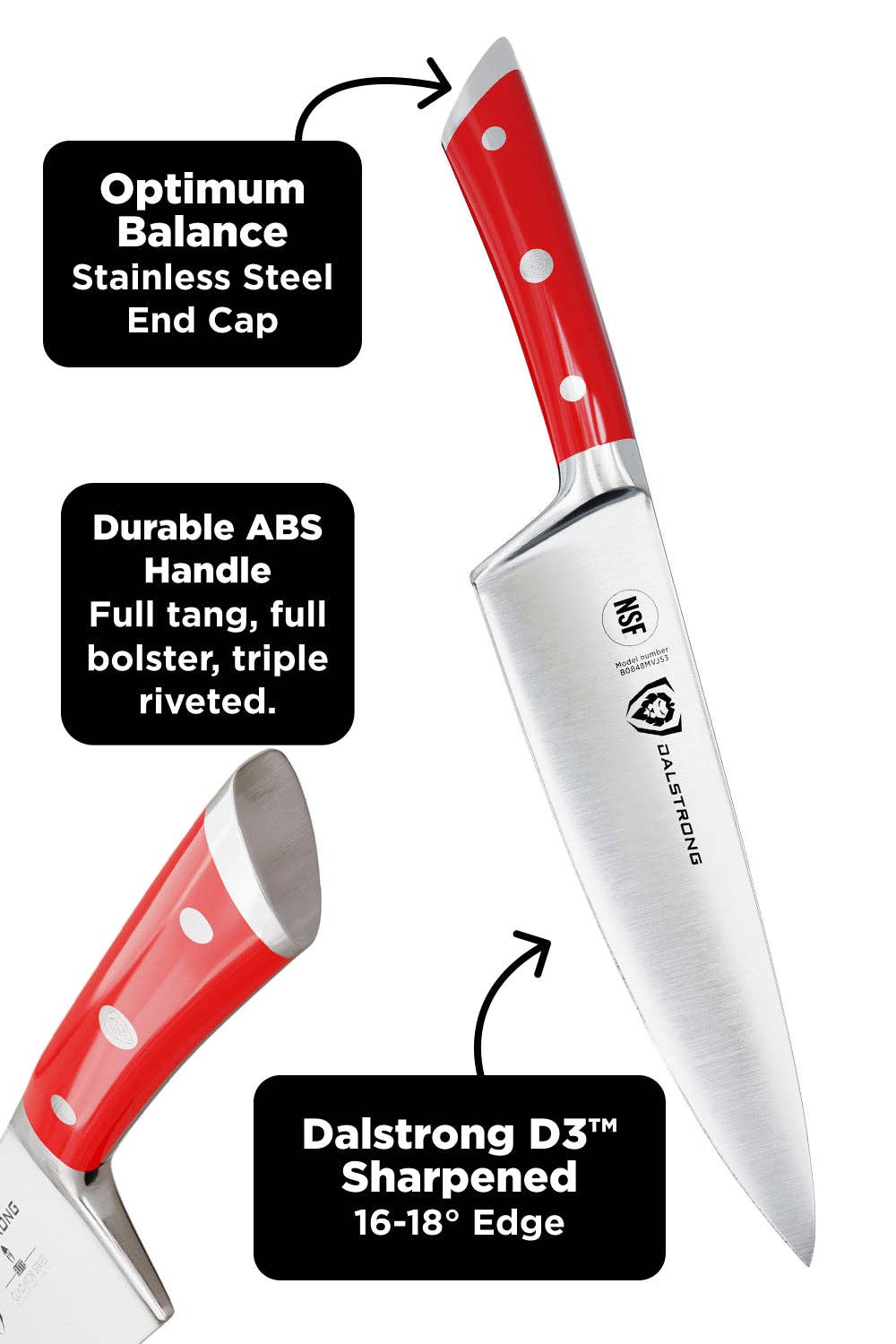 Dalstrong - Wholesale Knife Set - 18-piece Colossal Knife Set with Block | Red Handles | Gladiator Series | Knives NSF Certified | Dalstrong ©7