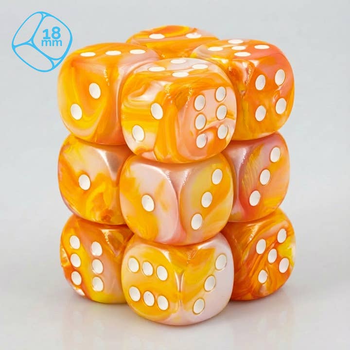 Serica laranja / branco 18mm W6 Conjunto (12 peças) por atacado de WeLoveDice