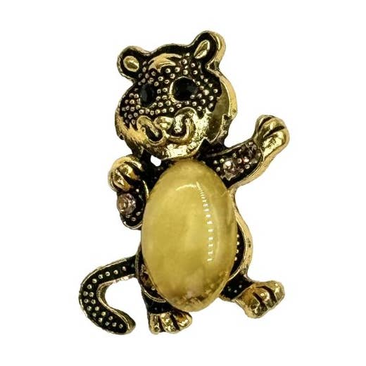 USA HANDMADE Brooch Cat Natural Amber Valentine's Day Gift for wholesale by KIZIMA