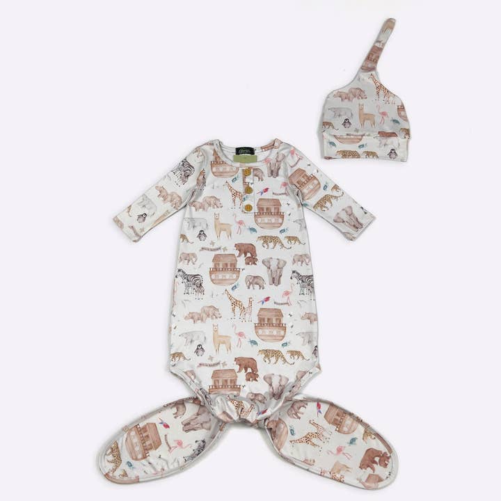 Noah Baby Knotted Gown for wholesale by Clover Cottage