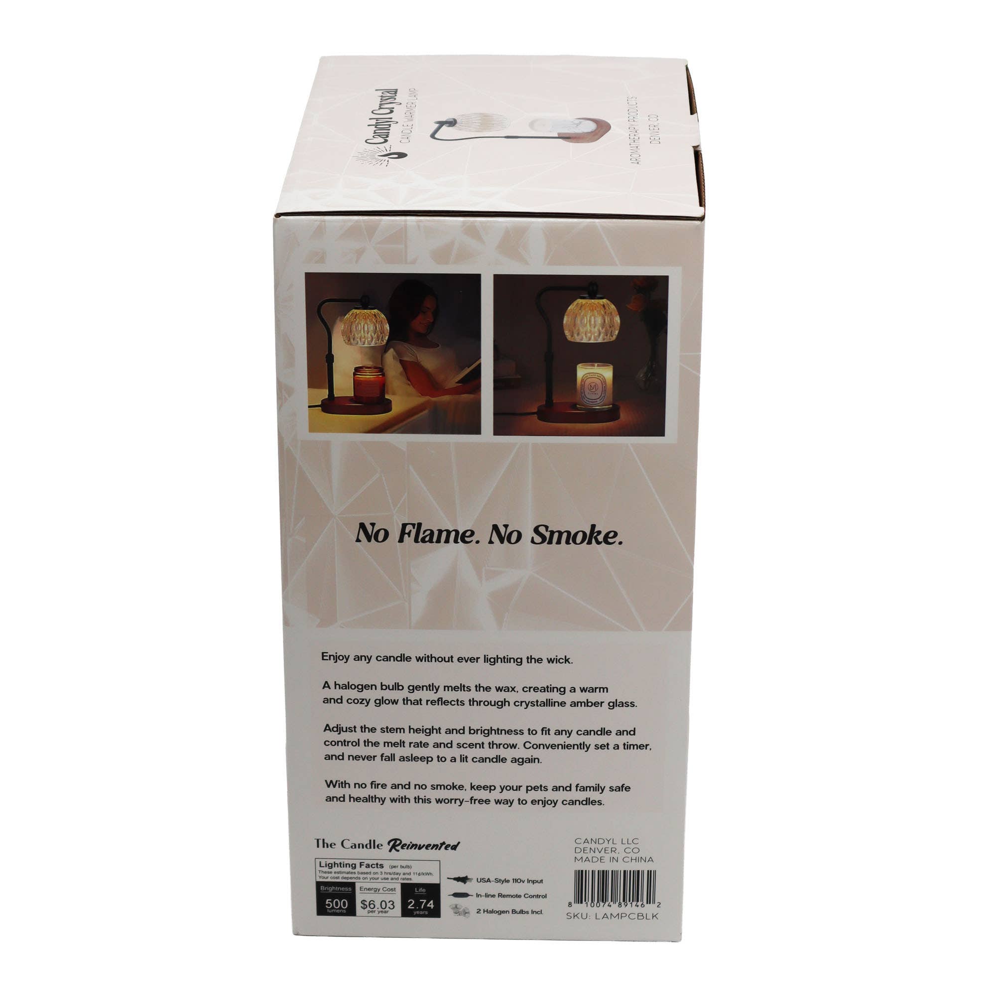 Candyl - Vente Chauffe-cire - Lampe chauffe-bougies, verre de cristal et base en bois, noire8