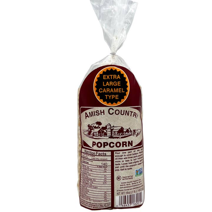 Amish Country Popcorn - Wholesale Popcorn - 1lb Bag of Extra Large Caramel Type Popcorn