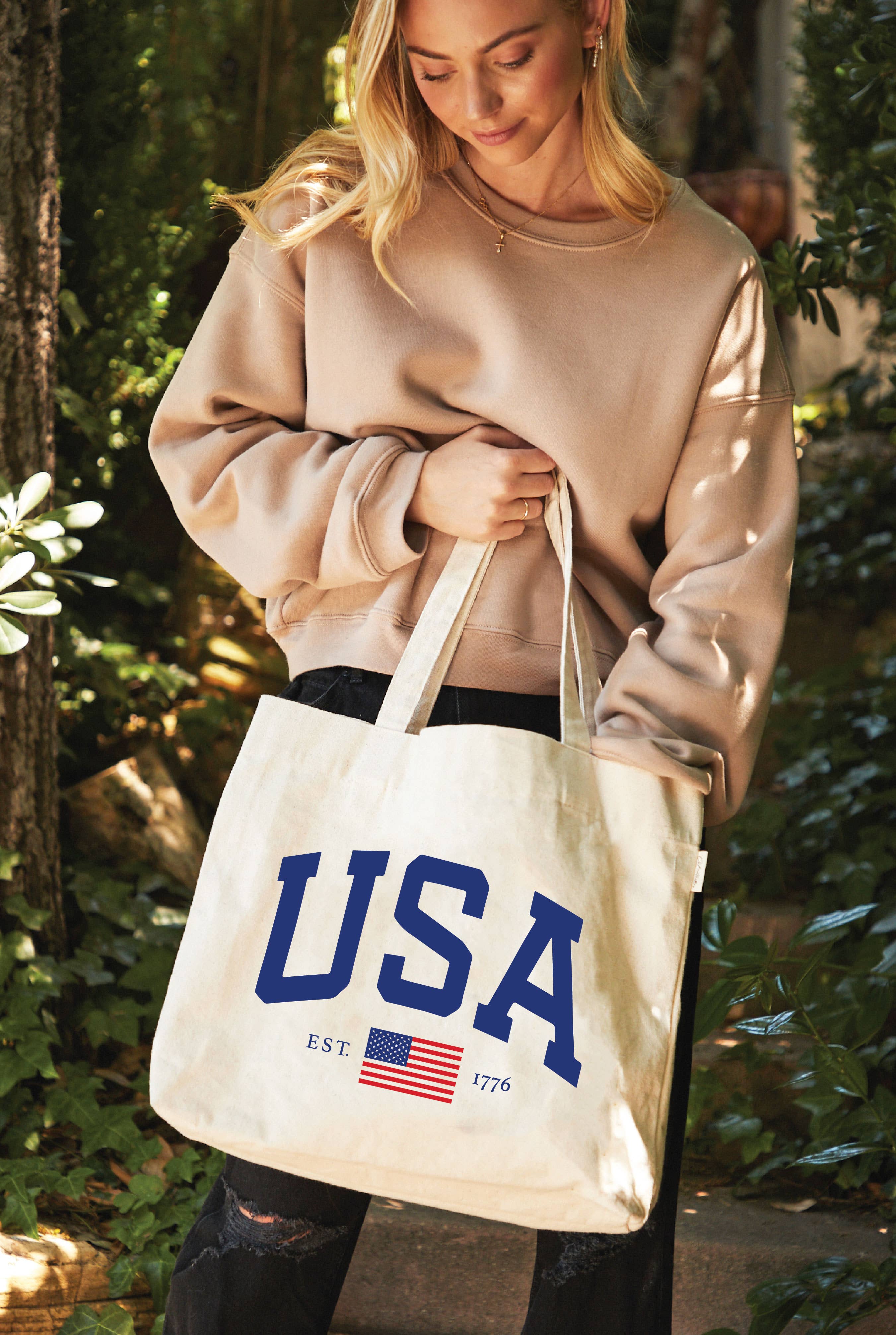 NATURAL Bolso de lona USA EST.1776 de venta al por mayor en Faire3