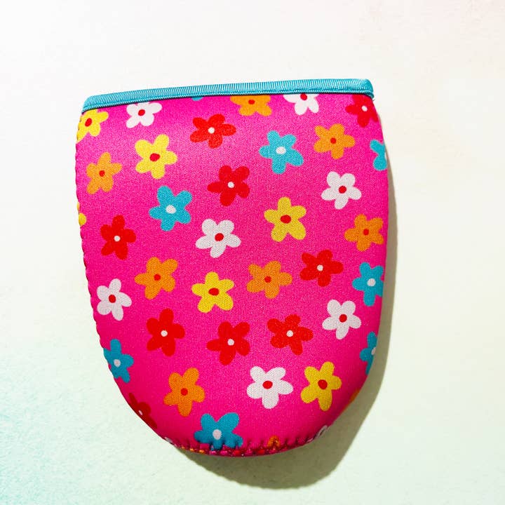 Sonny Rising - Wholesale Drink Huggers & Koozies - Iced Coffee Sleeve, Bright Pink Floral
