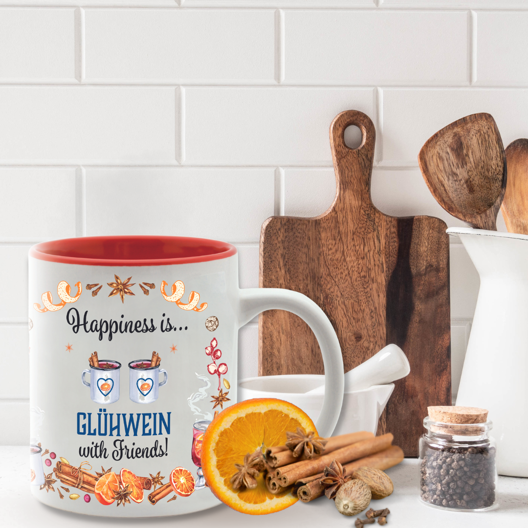 European Heritage Gifts - Wholesale Coffee Mug - Charming Gluhwein Happiness is Gluhwein with Friends Ceramic1