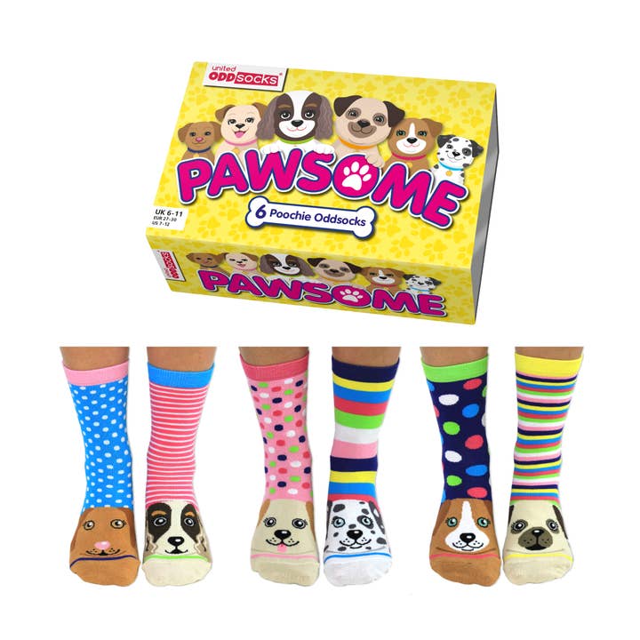 Sock Academy - Wholesale Socks - Unisex - PAWSOME | 6 Odd Socks Gift Box - United Oddsocks