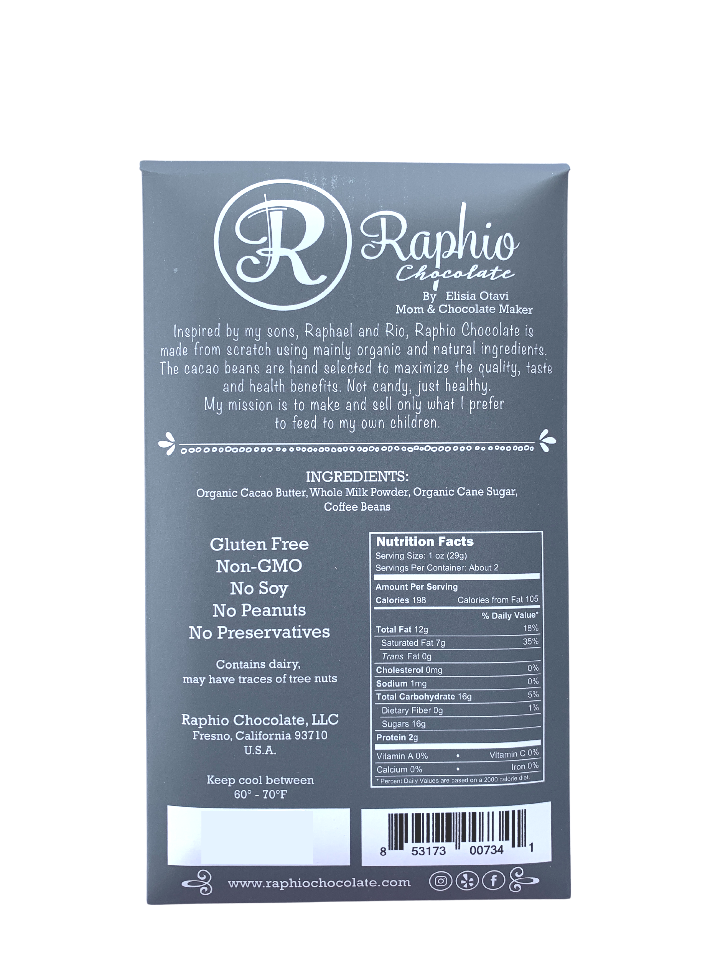 Raphio Chocolate - Wholesale Chocolate Bar - 42% White Mocha Chocolate1