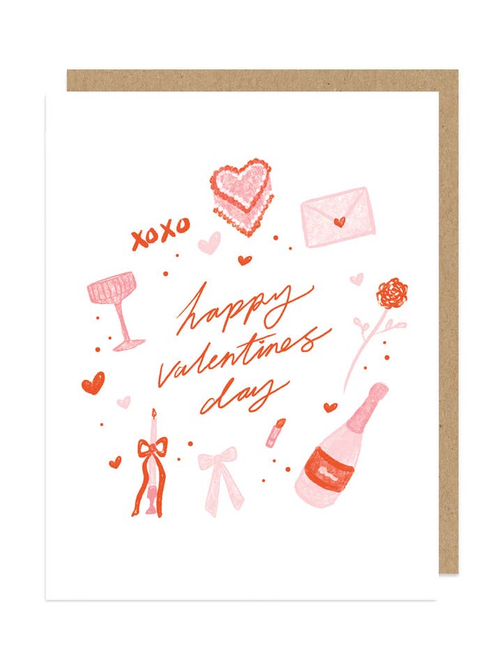 Hand-Drawn Happy Valentine's Day Card for wholesale by Maddon and Co