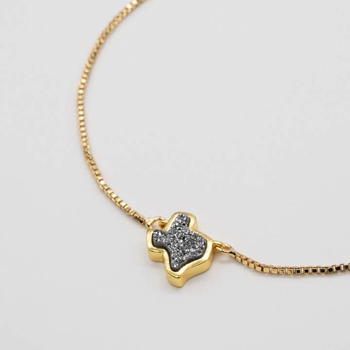 Bracelet en argent avec druse du Texas en or 18K pour la vente par Brenda Grands Jewelry