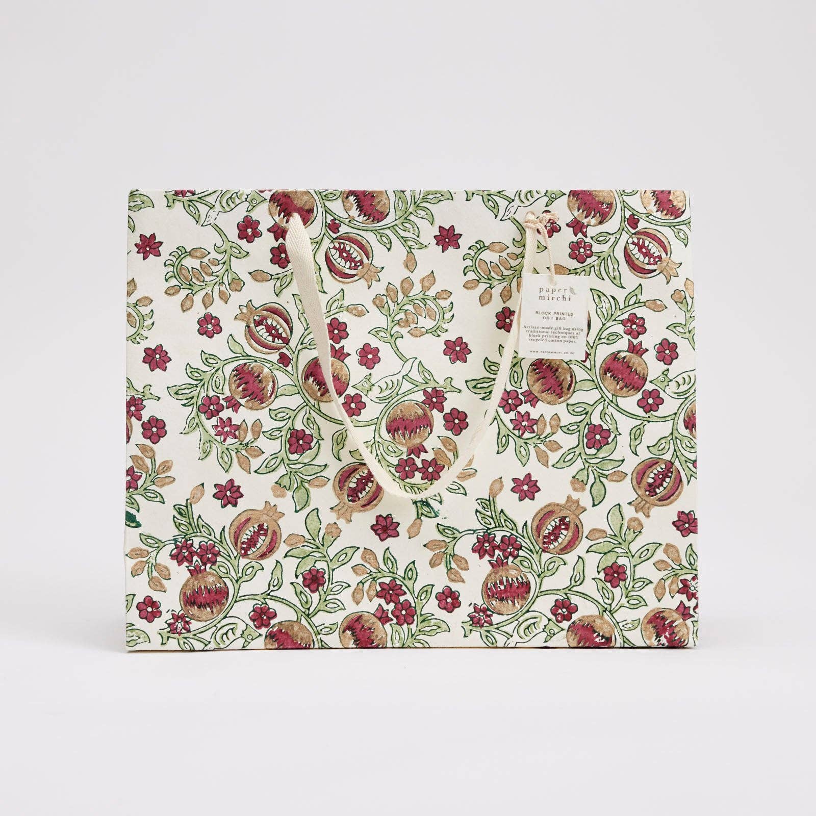 Paper Mirchi - Wholesale Gift Bag - Hand Block Printed Gift Bags (Large) - Cherry7