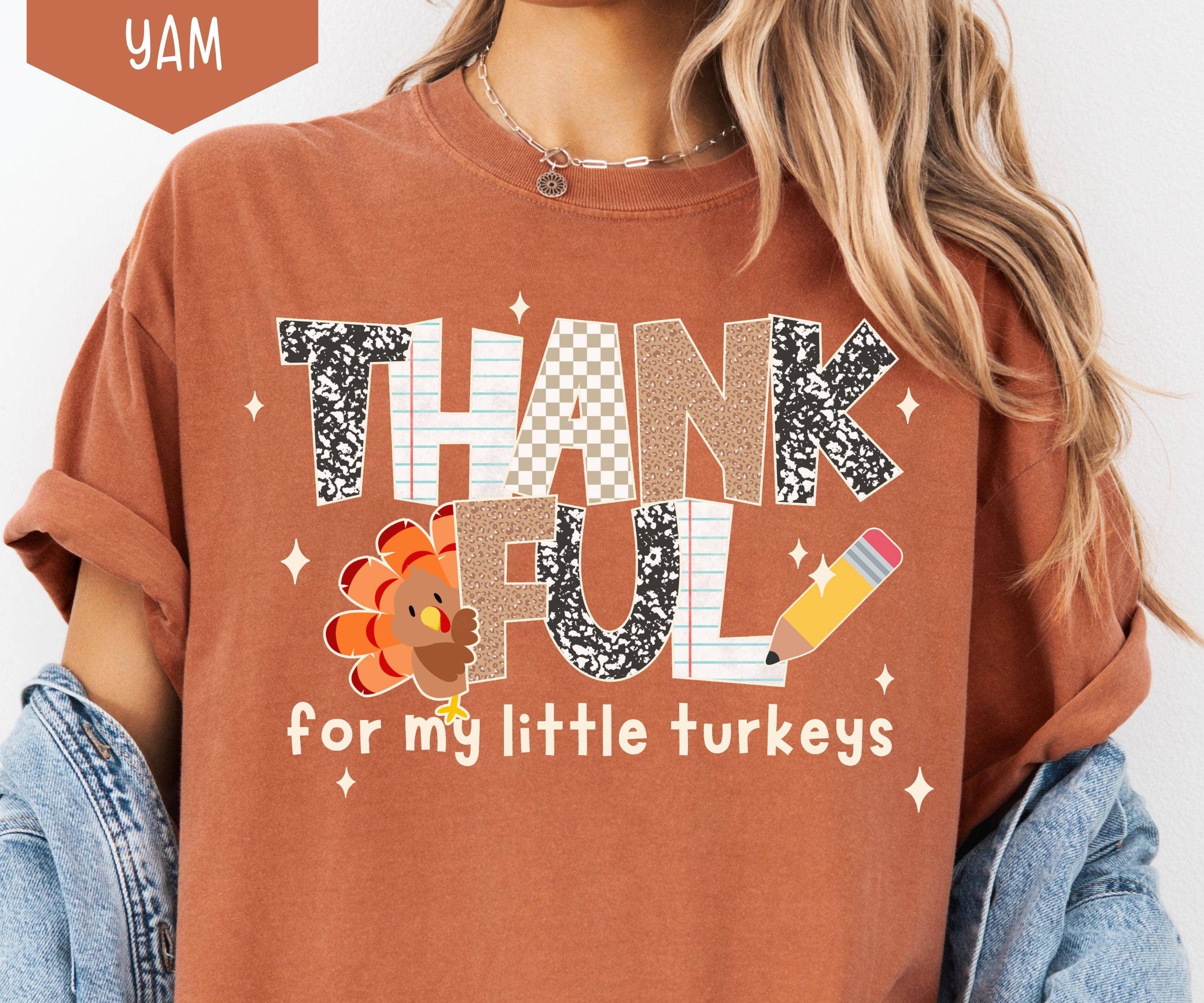 Glaime - Wholesale T-Shirt (Graphic) - Women's - Comfort Colors Thankful Teacher Shirt, Fall Turkey Teacher 3