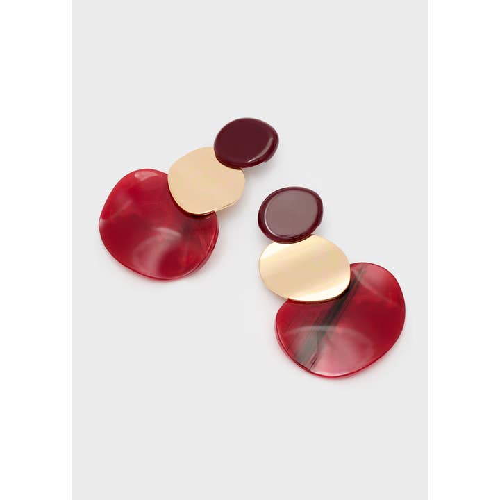 NALI' - Wholesale Dangle Earrings - TEA LONG ROUND EARRINGS IN RESIN BORDEAUX - N642