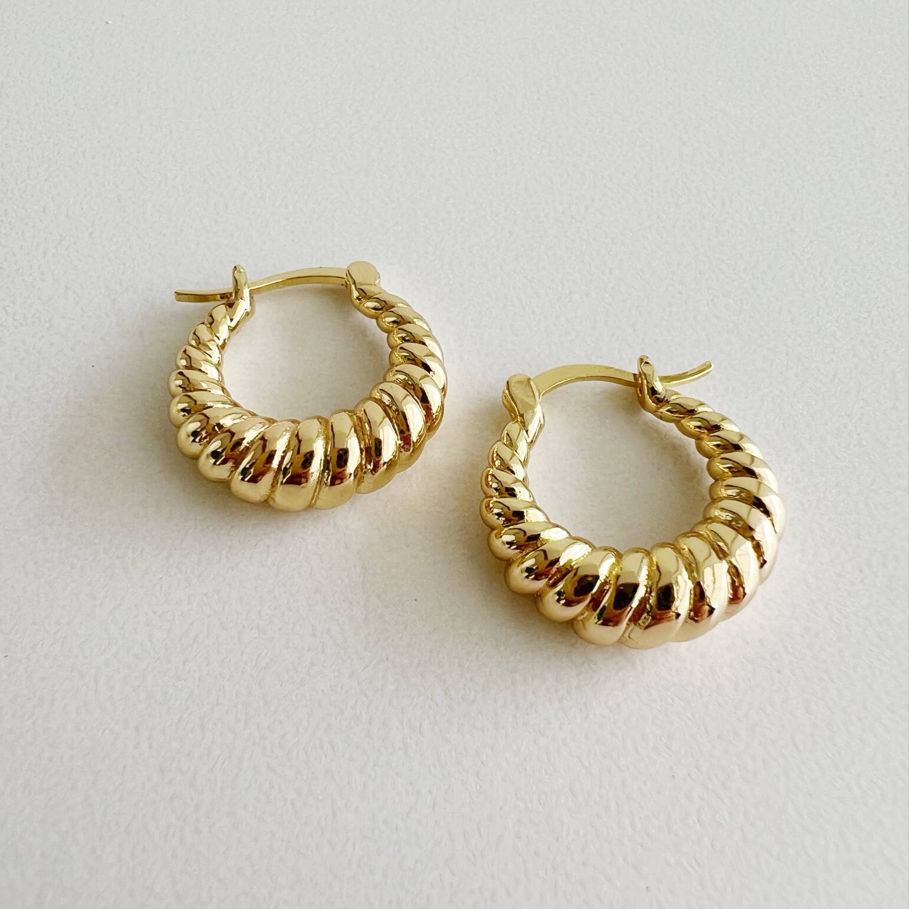 True by Kristy Jewelry - Wholesale Hoop Earrings - Endless Weekend Croissant Twist Hoops Earrings Gold Filled1