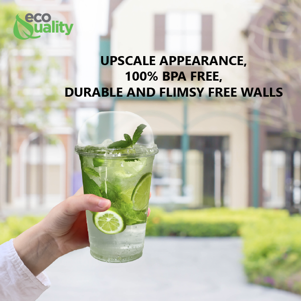 EcoQuality - Vente Gobelets jetables - Gobelets à smoothie jetables en plastique transparent pour animaux de compagnie de 16 oz avec dôme transparent7