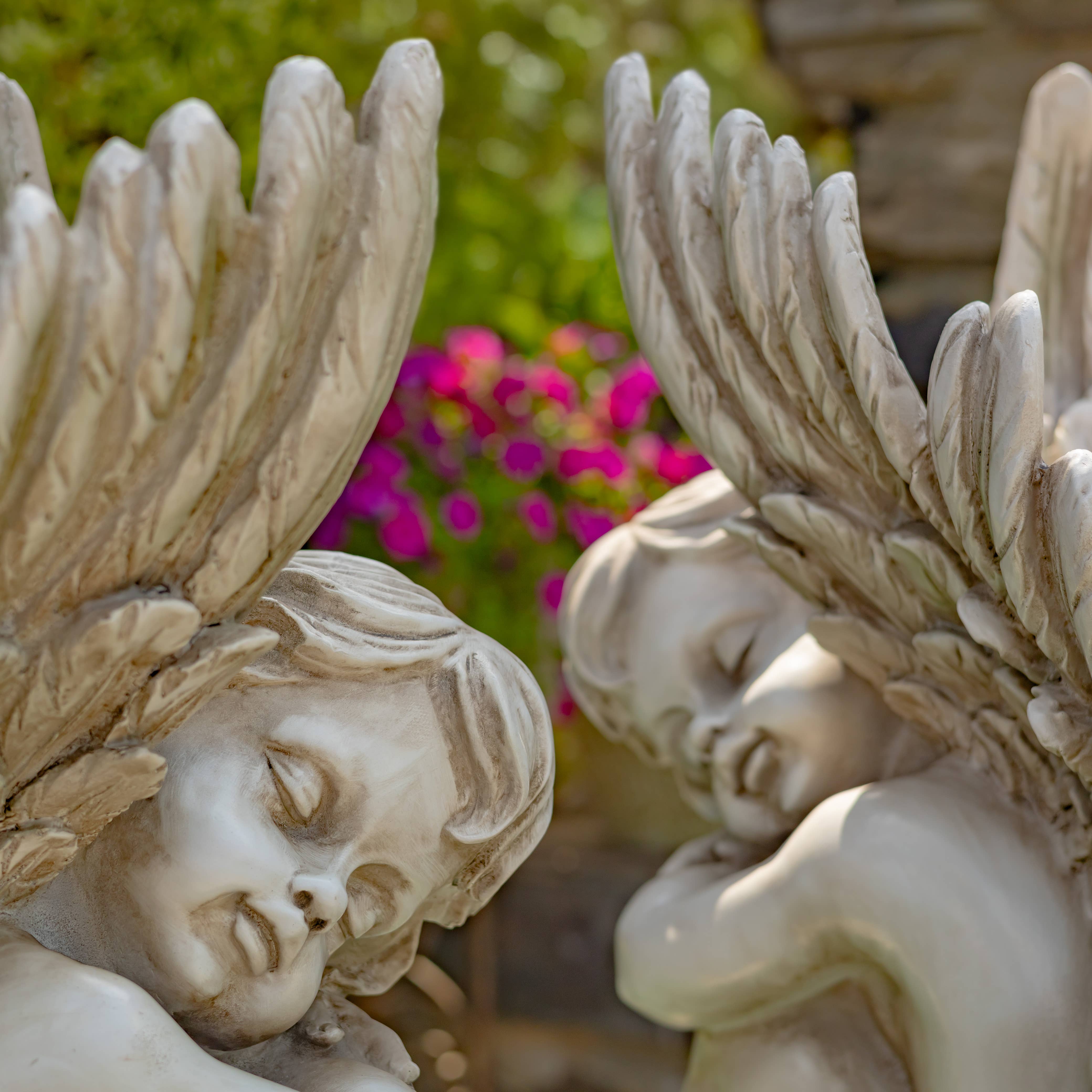 Zaer Ltd. International - Wholesale Outdoor Ornament/Decor - 20" Tall Sitting Polyresin Cherub Statues- 2PC/Set9