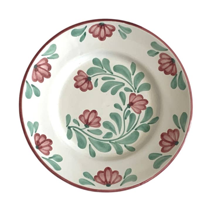 Ceramic plate red & green floral print - Rita for wholesale by Molleni
