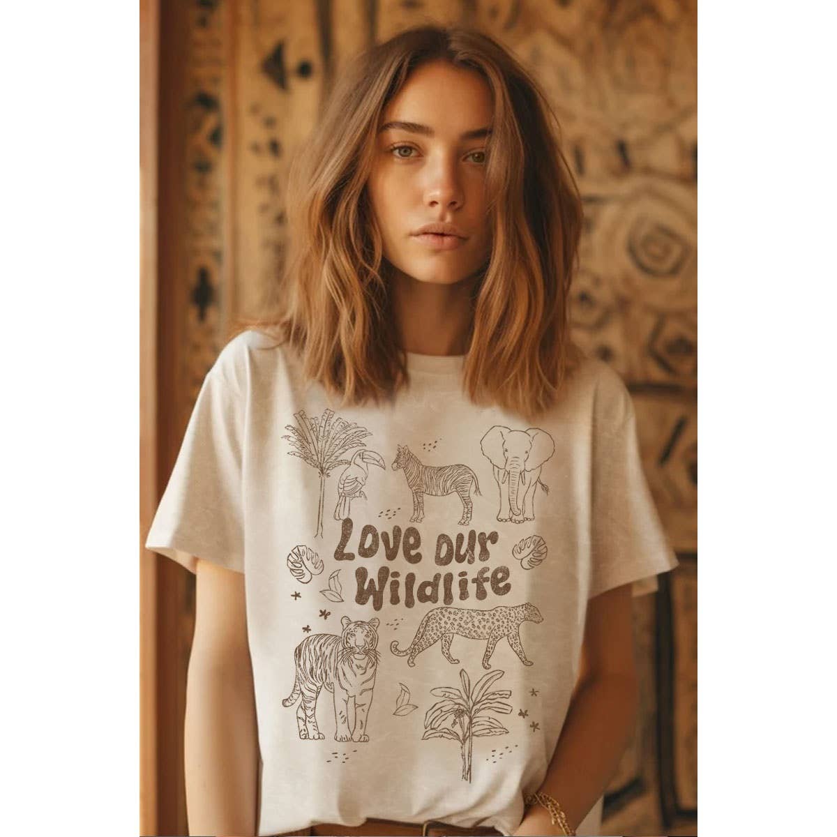 HRTandLUV – Großhandel T-Shirt (Grafikdruck) – Damen – LIEBE UNSER WILDLEBEN MINERALGRAPHIK-TOP3