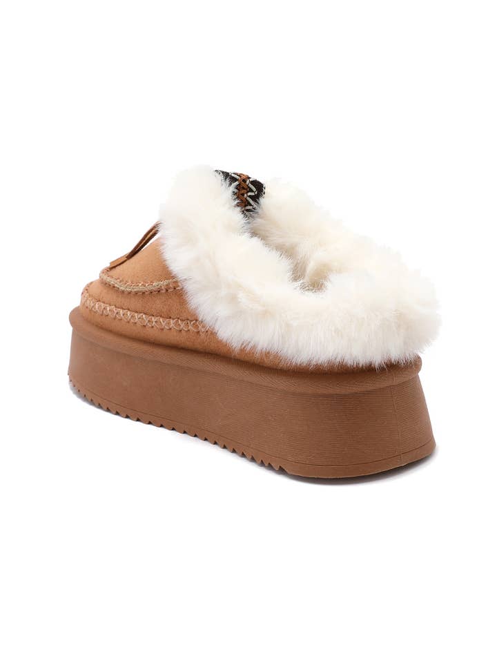 Joia Paris - Wholesale Mules - Women's - Fur-lined mules with thick sole and braided strap RU-2125