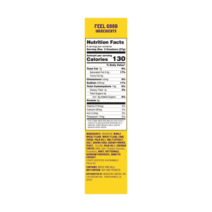 Mavericks Snacks - Wholesale Crackers - Cheddar Sandwich Crackers, Sharing Size (7 oz)