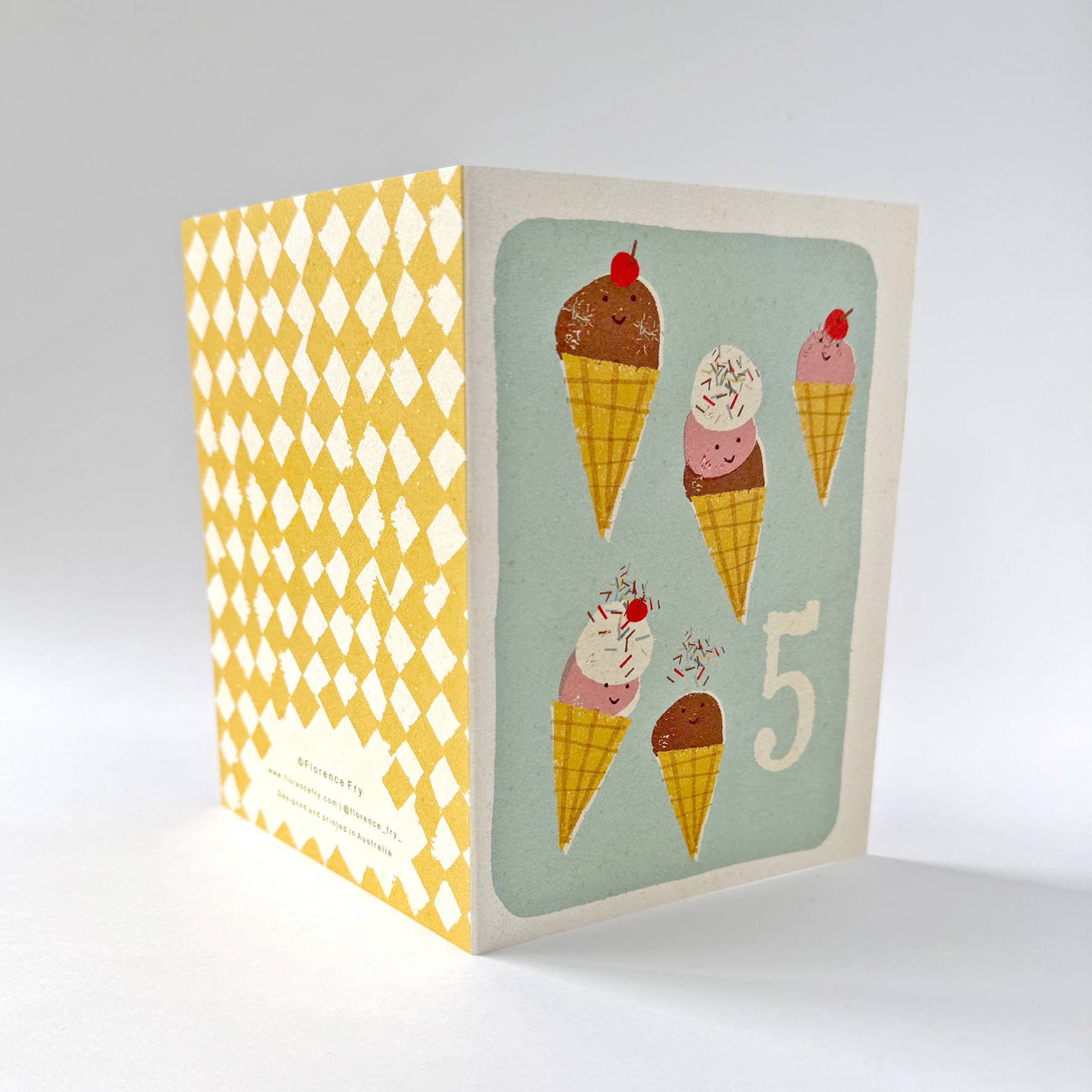 Florence Fry - Wholesale Birthday card - 5 Icecreams0