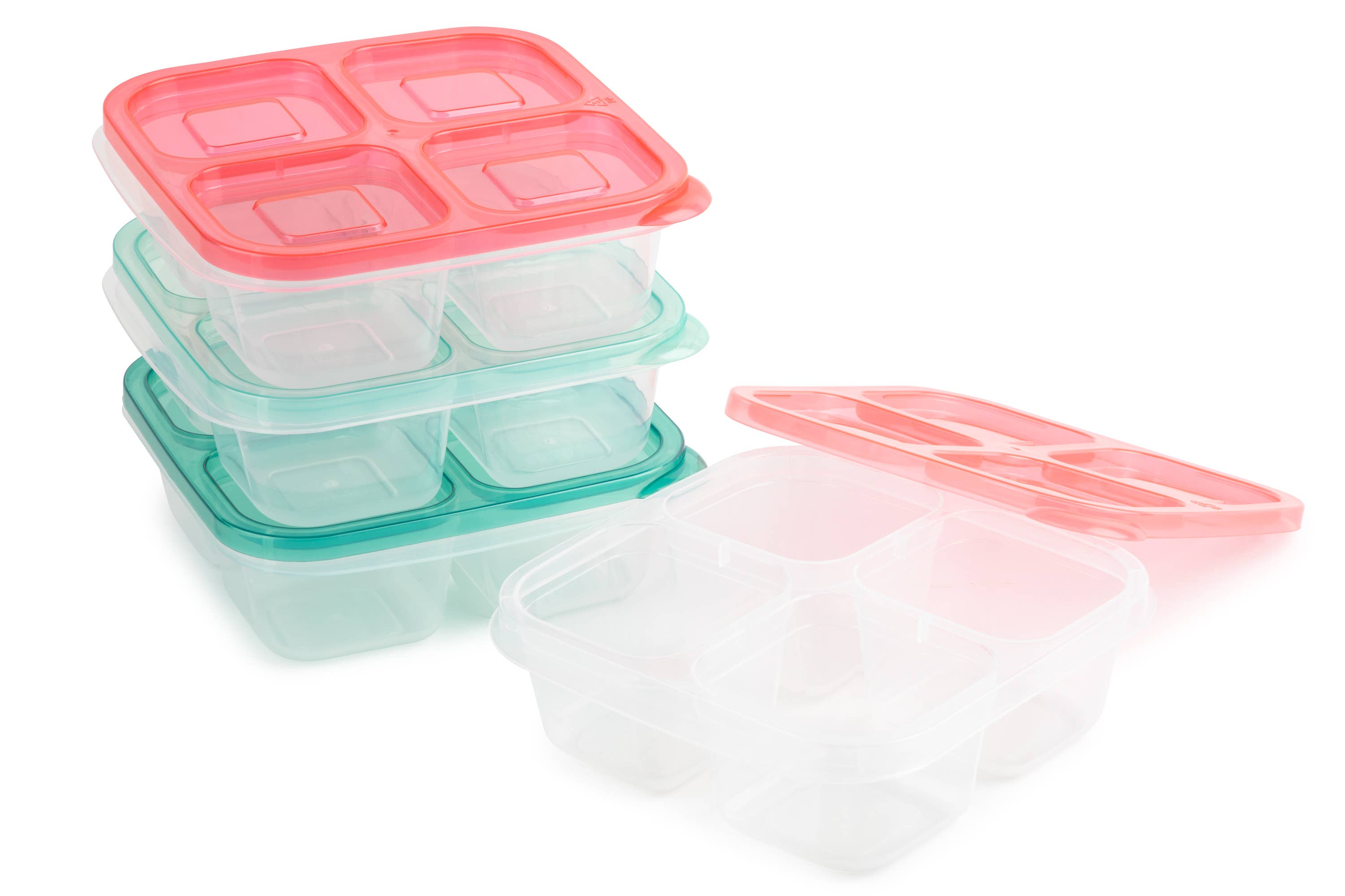Core Home - Wholesale Food Storage Container - 4pc 4-Section Snackle Containers - VDG/BW/LCR/SRB