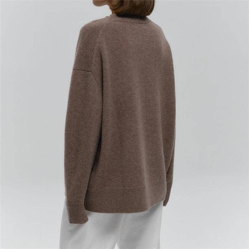 OceanusSwim – wholesale Knitted jumper – Women′s – Round Neck Solid Color Pullover Sweater3