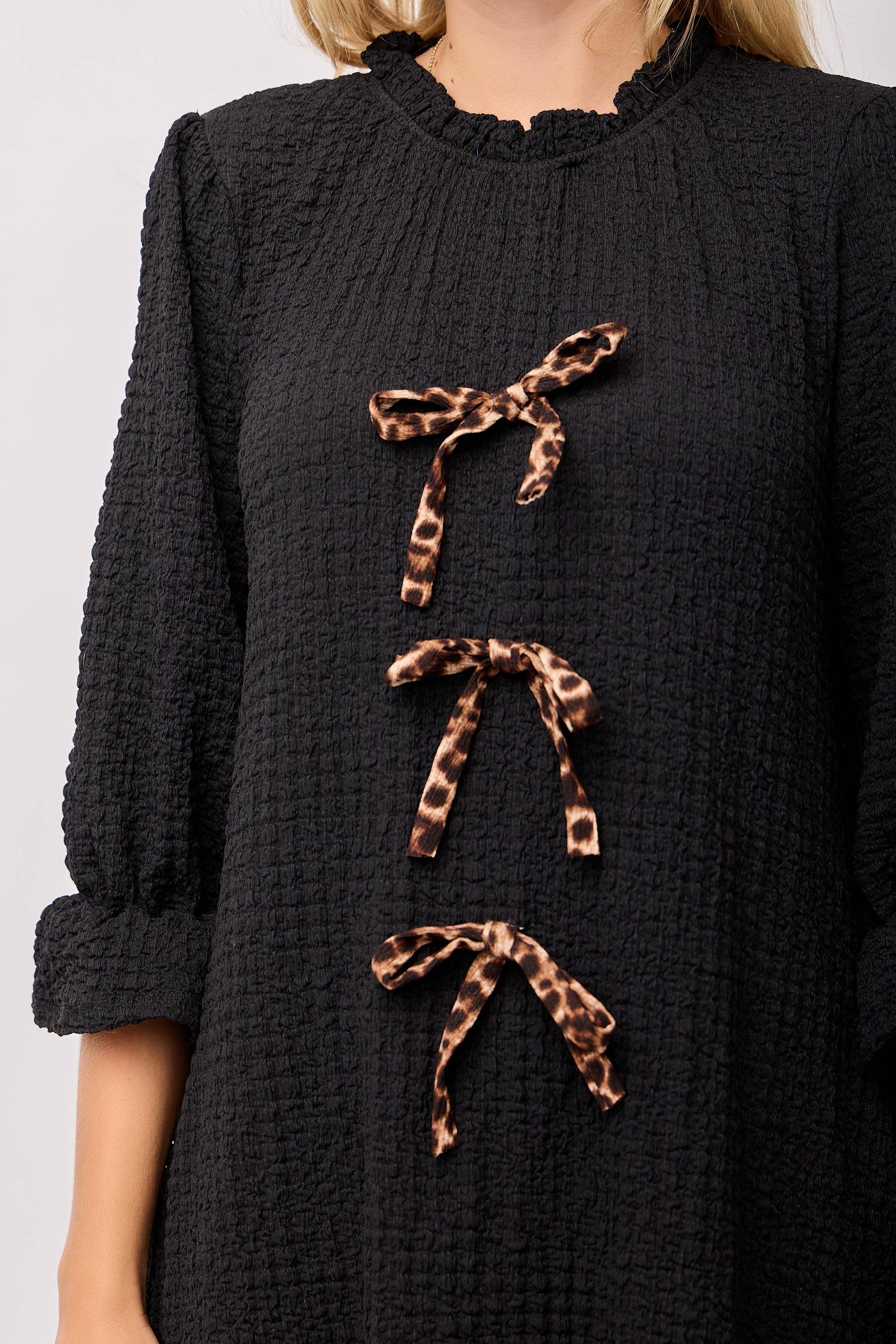 Celeste Clothing - Wholesale Dress - Women's - WOMEN'S PLUS SIZE  MAXI DRESS -LEOPARD CONTRAST AND BOWS 24