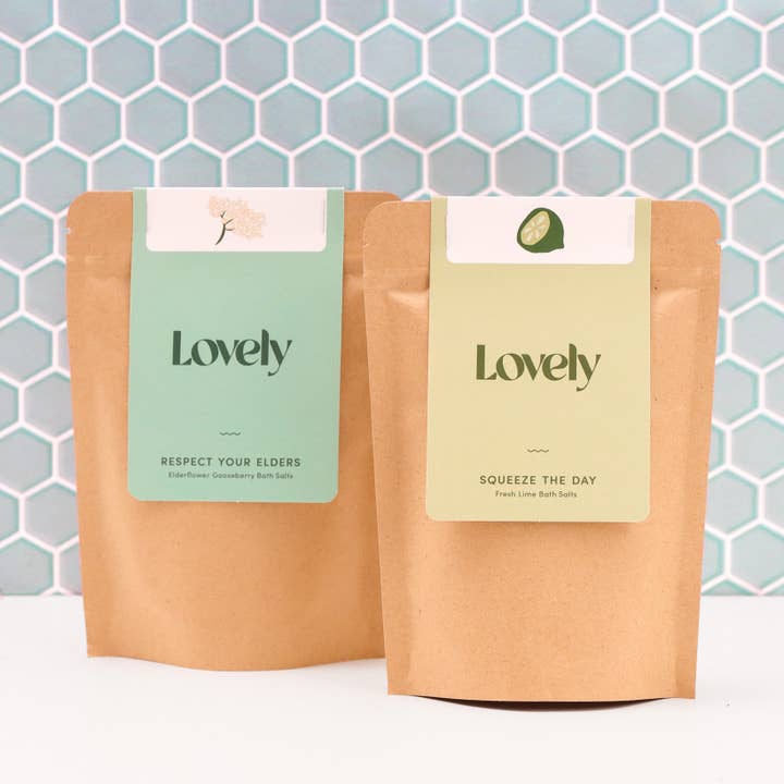 Lovely Skincare - Wholesale Bath Salts - Bath Salts - Respect Your Elders -Elderflower and Gooseberry