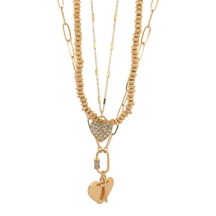 Kedjor i lager med hjärtan & korsberlocker halsband för wholesale av Retro Forever