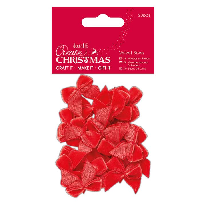 West Design Products UK - Wholesale Craft Supplies - Create Christmas Small Mini Velvet Bows, 20 Pieces
