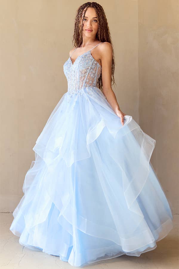 Babyfox Apparel – Großhandel Abendkleid – Damen – Ärmelloses Bustier-Illusion-Top A-Linien-Kleid4