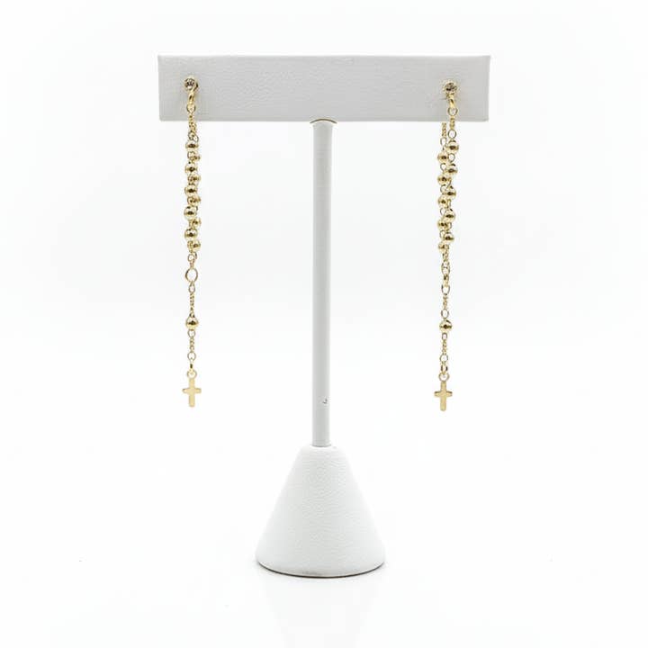 Guldbelagte rosenkrans øreringe for engroshandel hos Guadalupe Gifts