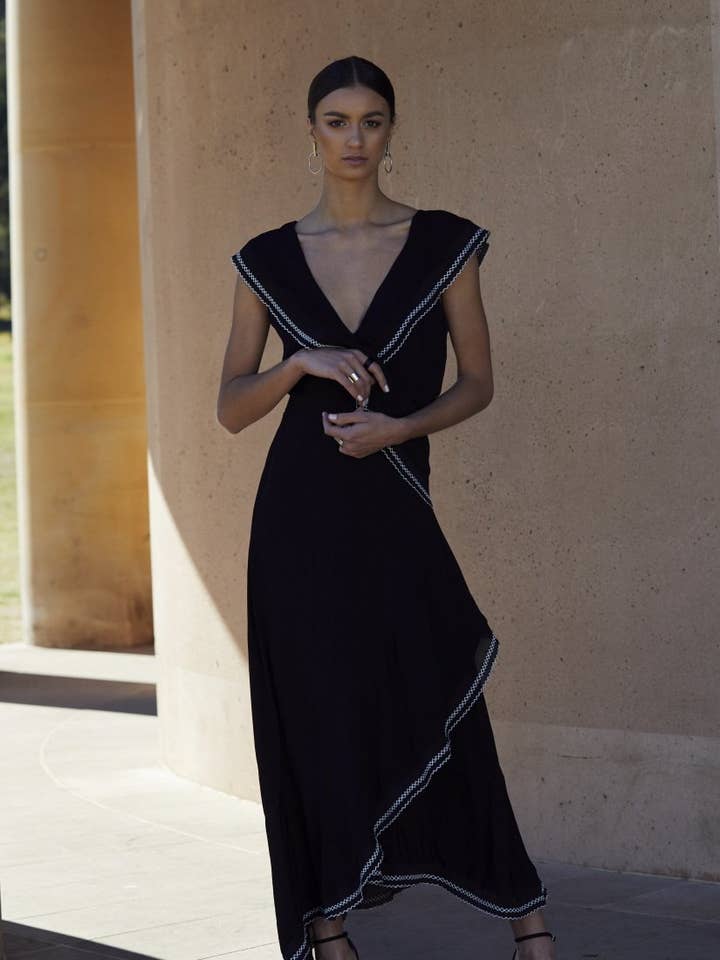 Status Contrast Cascade Dress for wholesale by SHILLATHELABEL