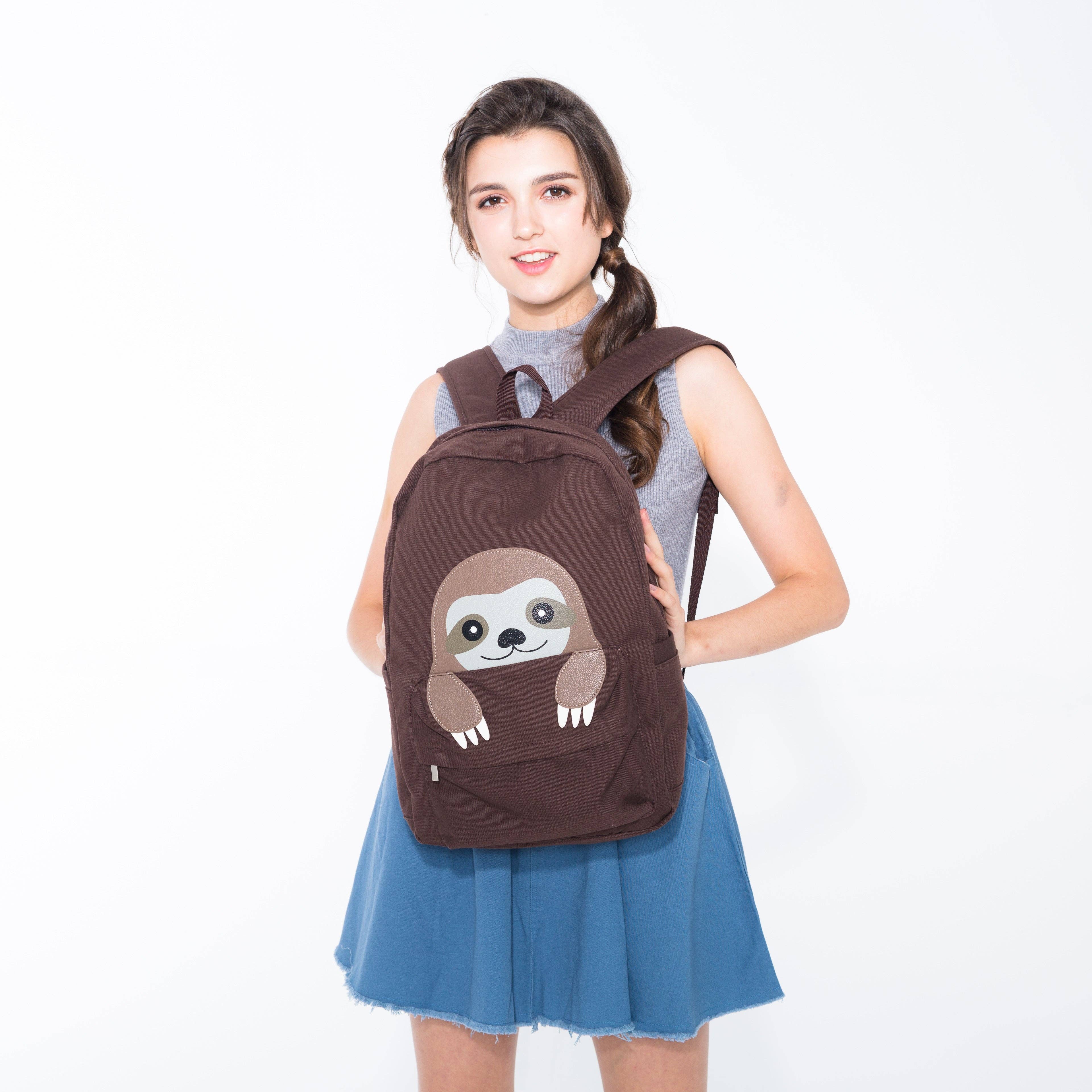 COMECO INC - Wholesale Backpack - Women's - Peeking Baby Sloth Canvas Backpack3