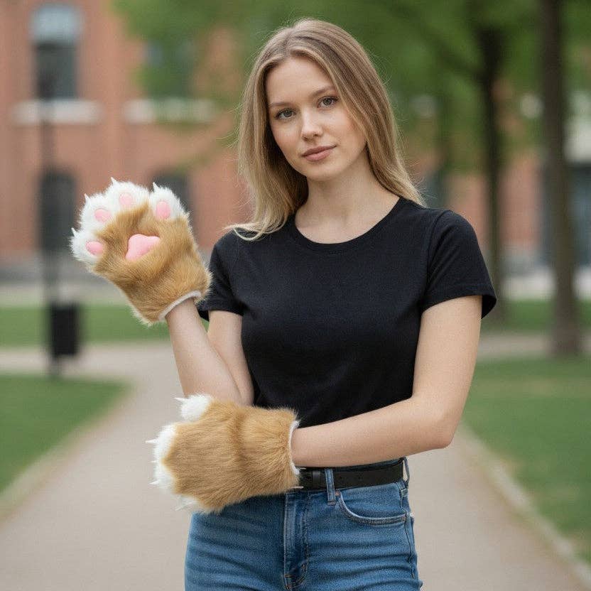 ASSORTI Kunstbont Kattenpoten Pluizige Handschoenen Dierenwanten GE5829-1 (12PAR) voor groothandel op Faire15