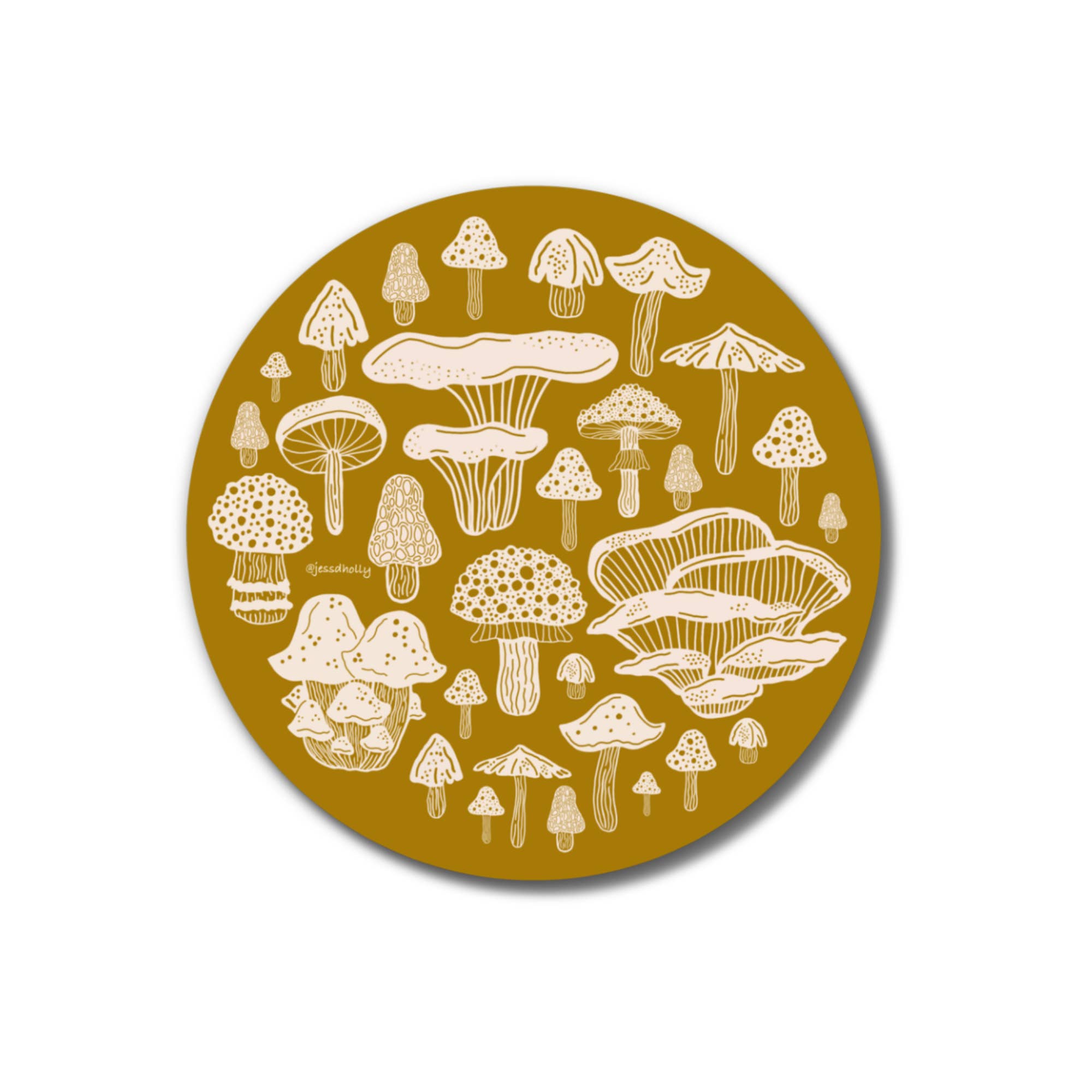 Jessica Holly Creative - Wholesale Sticker - Mushrooms Circle Vinyl Sticker, 3in