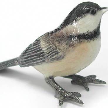 Black-capped Chickadee Northern Rose Porcelain Mini Figurine for wholesale by Little Critterz