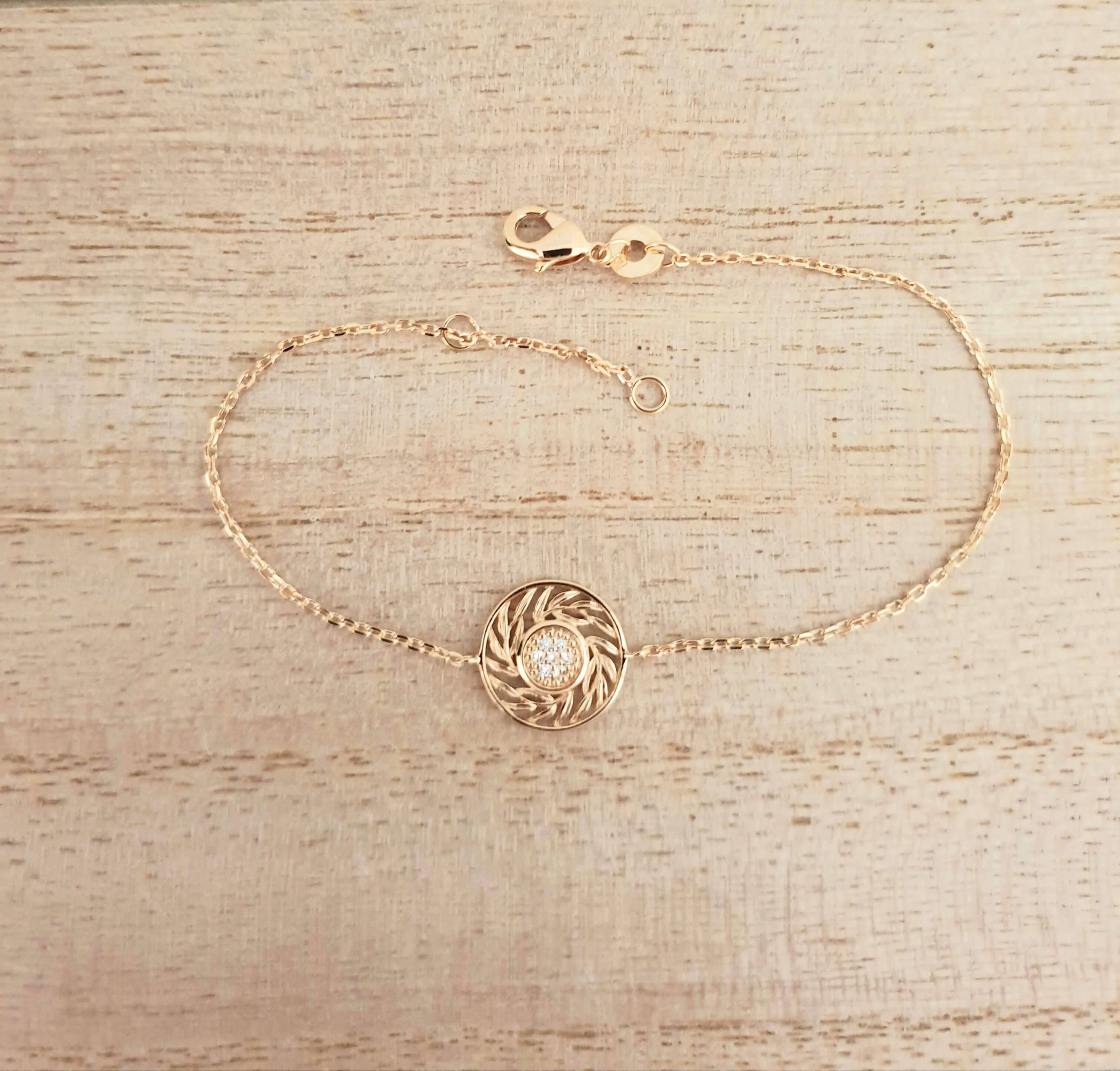 SIUKA - Vendita all'ingrosso Braccialetto con ciondolo/pendente - Braccialetto placcato oro con motivo a rombo centrale0