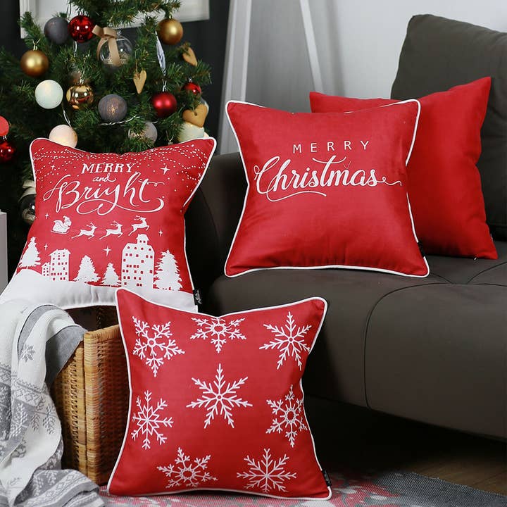 Christmas Decorative Throw Pillow Set of 4 Square 18" x 18" for wholesale by MIKE & Co. NEW YORK