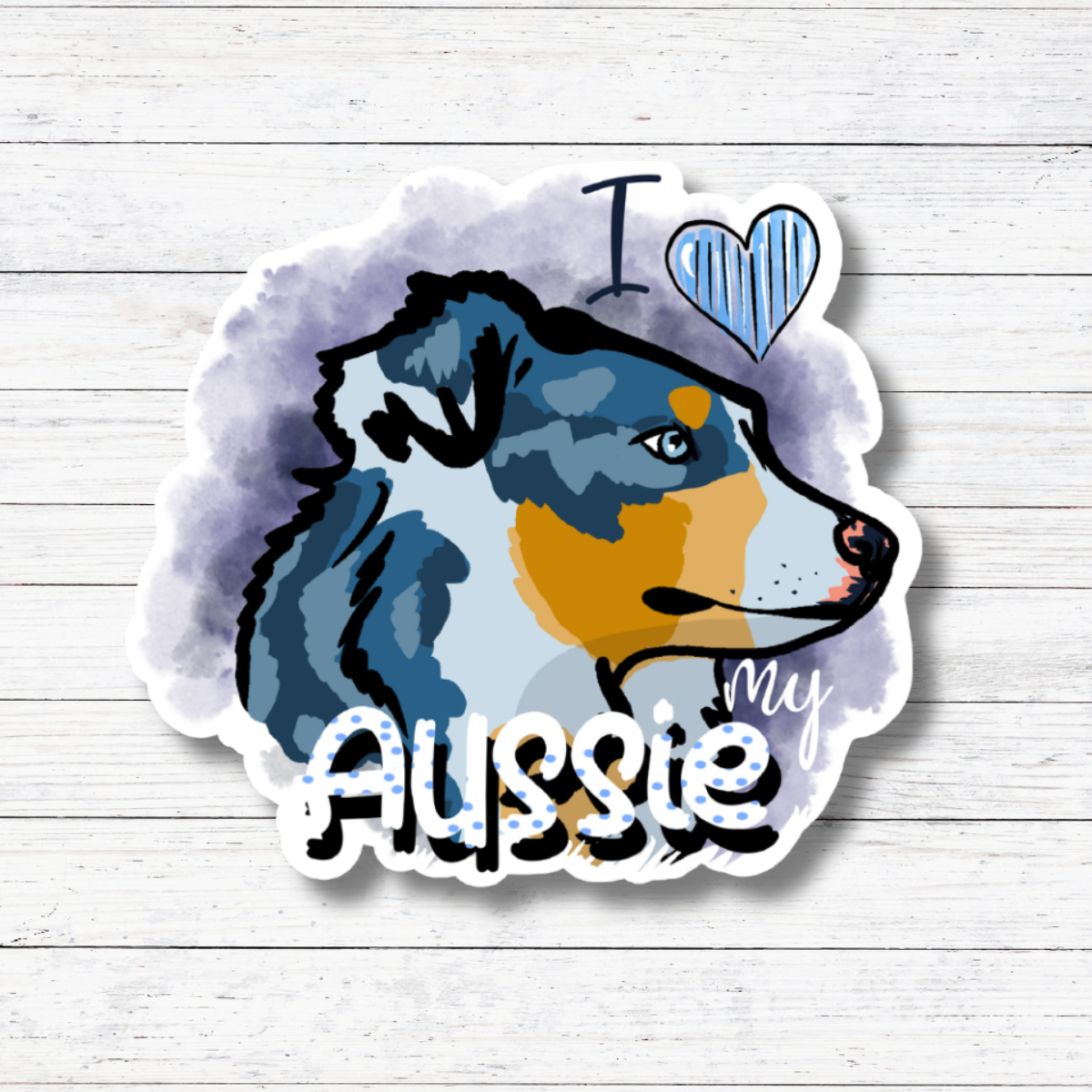 Oily Graphic Creations - Vente Autocollant - Love My Aussie - Autocollants/aimants pour chiens1