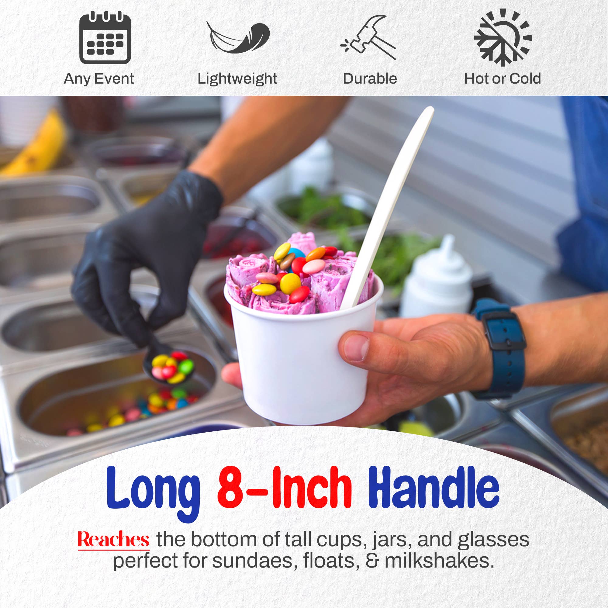 MT Products - Wholesale Kitchen Spoon - MT Products White Long Plastic Disposable Spoons for Sundae4