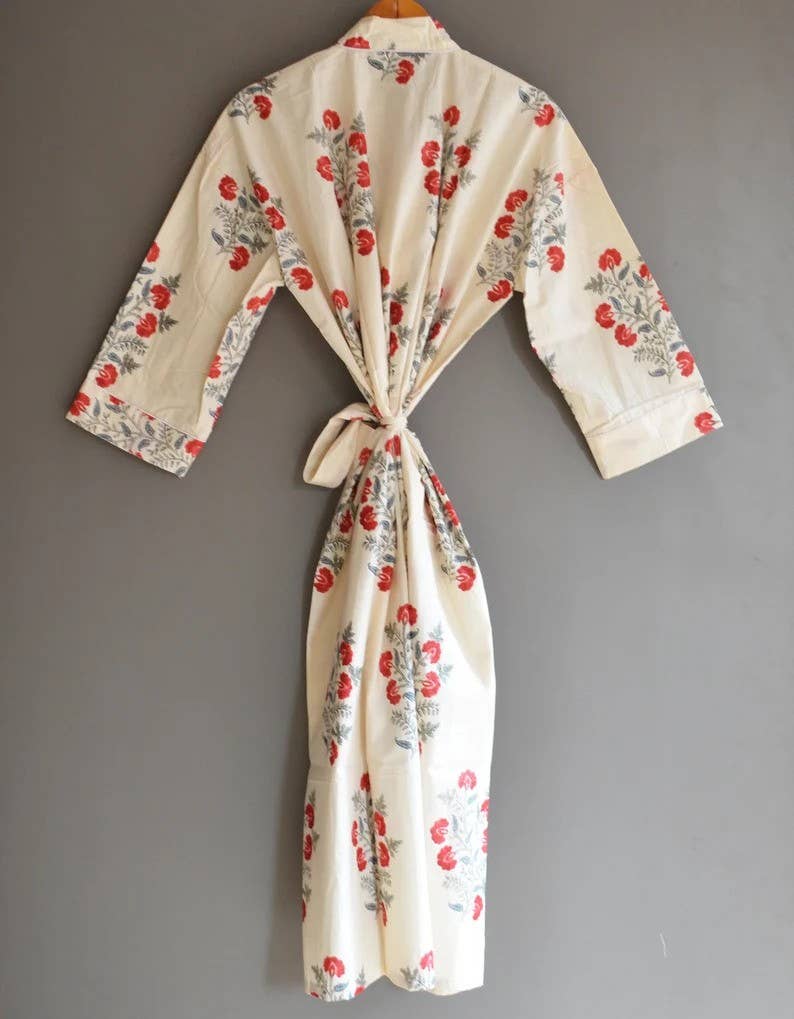 Bhawana Handicrafts - Wholesale Robe - Women's - Block Print Cotton Kimono Robes for Women 2