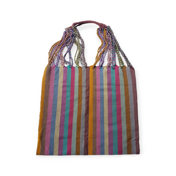 The Little Pueblo - Vente Tote bag – femme - Sac fourre-tout tissé à rayures mexicaines, hamac de Chiapas, fait main pour femme14