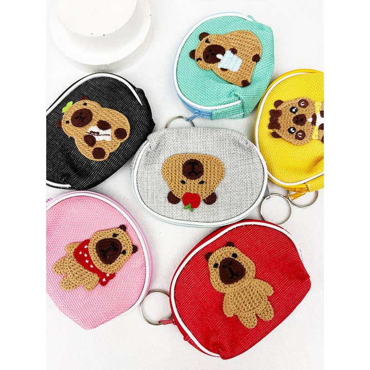 MIX COLOR Capybara Cartoon Coin Pouch with Zipper for wholesale on Faire0