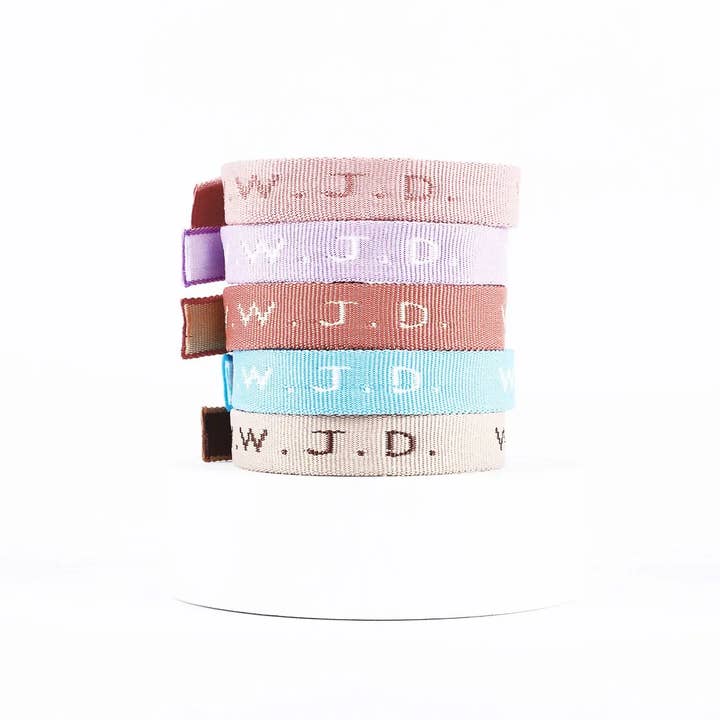 Swanson Christian Products - Wholesale Woven/Braided Bracelet - Bracelet - Assorted Light Colors - WWJD - Pk1506