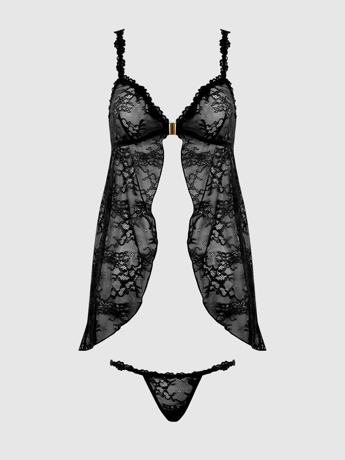 House of Desire - Vendita all'ingrosso Completino intimo - Donna - SET BABYDOLL E PERIZOMA APRIBILE CON COPPE IN PIZZO YVONE8